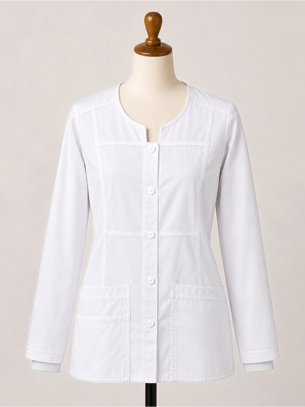 Four-Stretch 4 White Medical Scrub Jacket / Warm-Up Jacket – Women’s XS